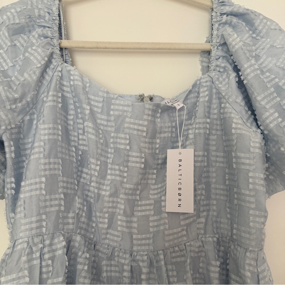 Blue Puff Sleeve Sommer Short Dress - Picture 3 of 6